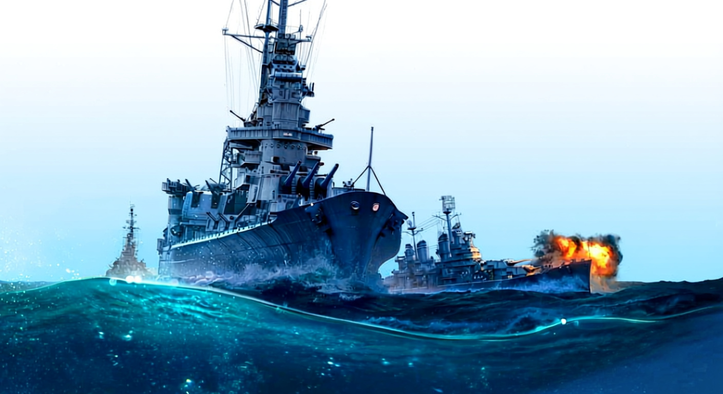 Destroyer silhouettes at sea