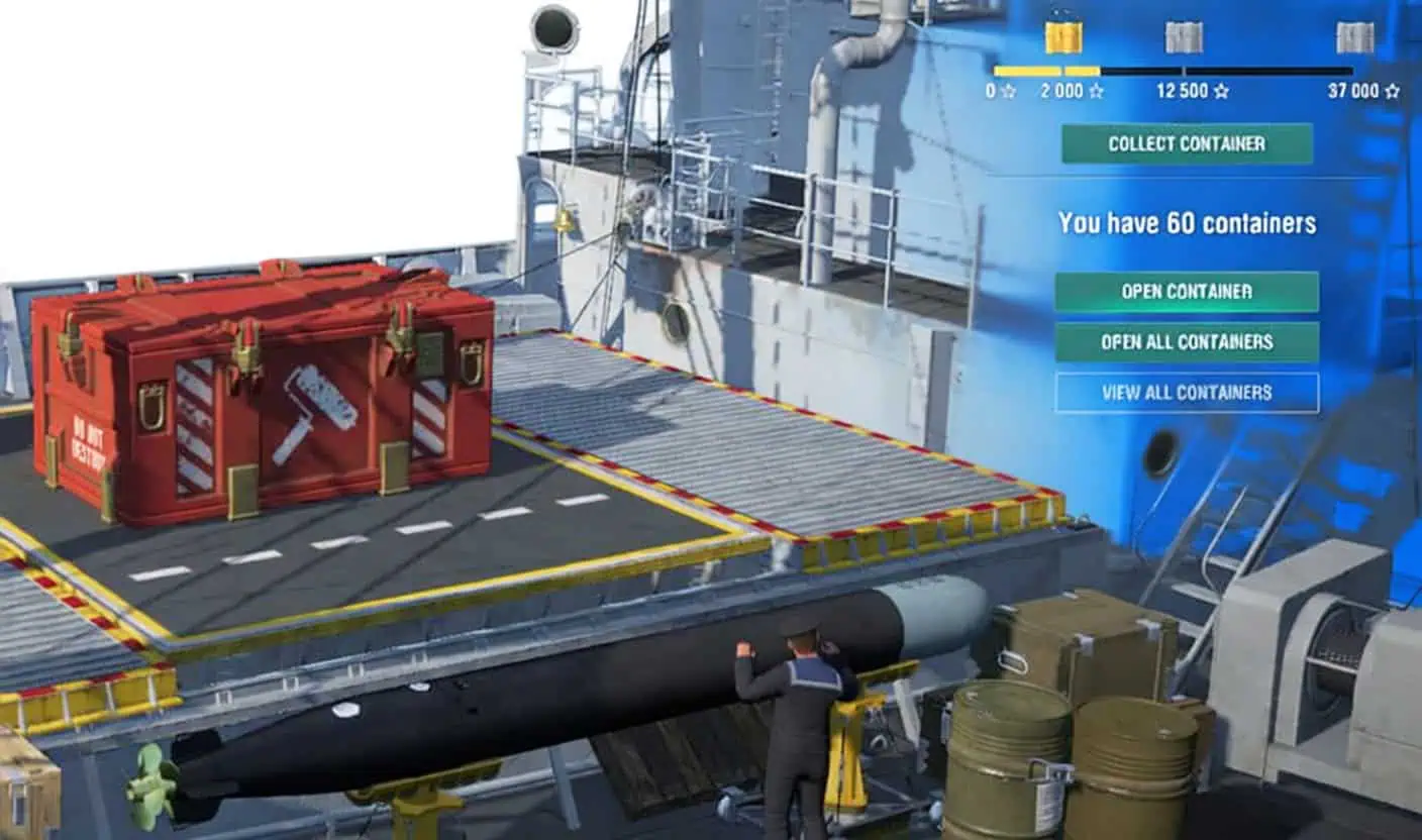 In-game container UI