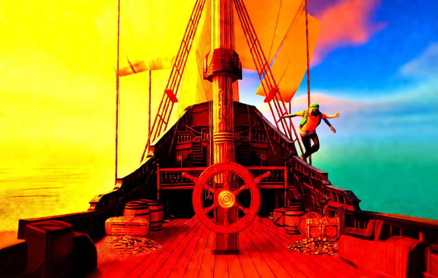 Pirate captain looking at horizon