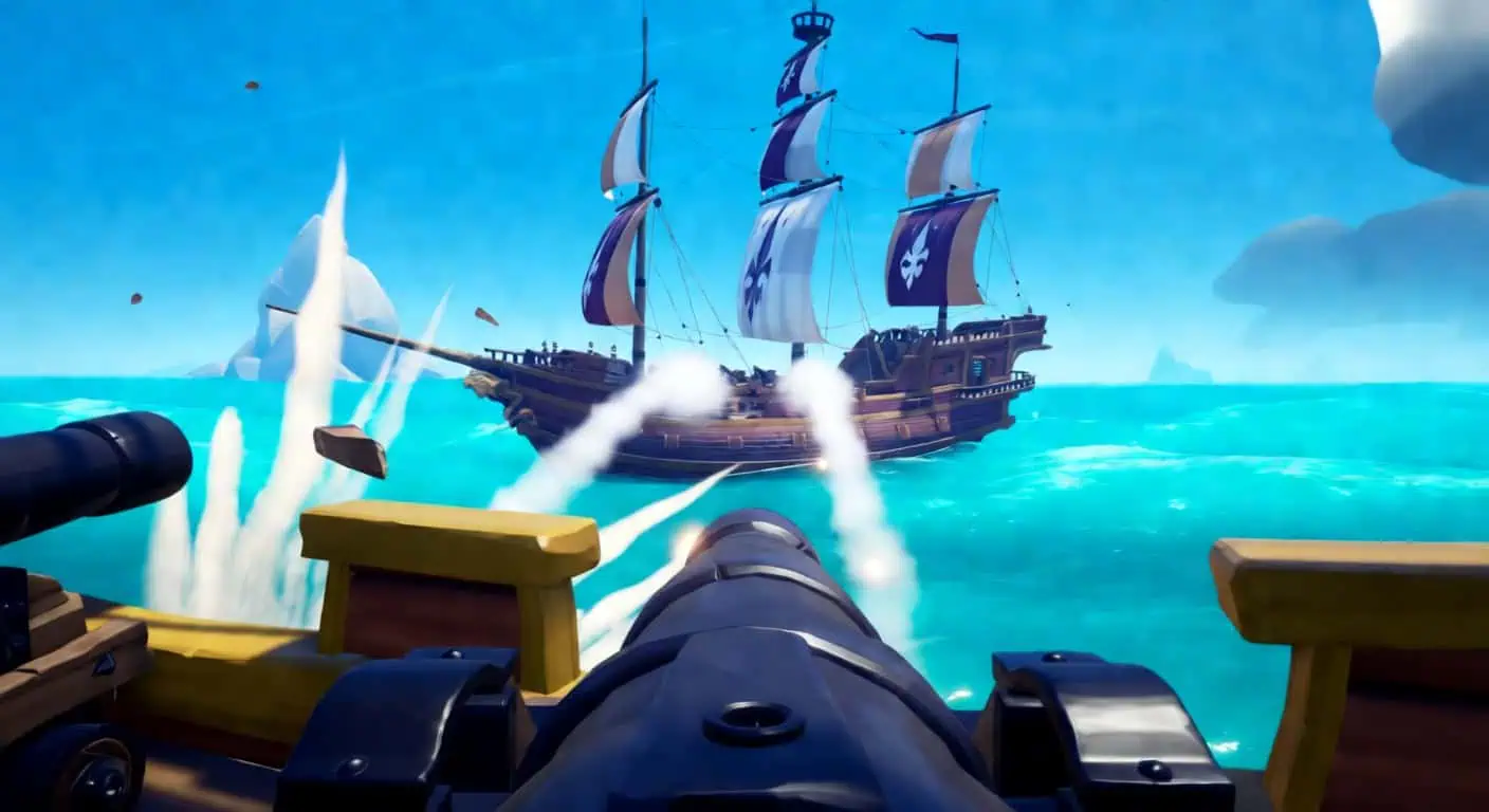 Cannons firing from a sloop