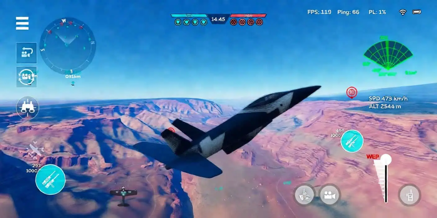 War Thunder Mobile HUD overblik