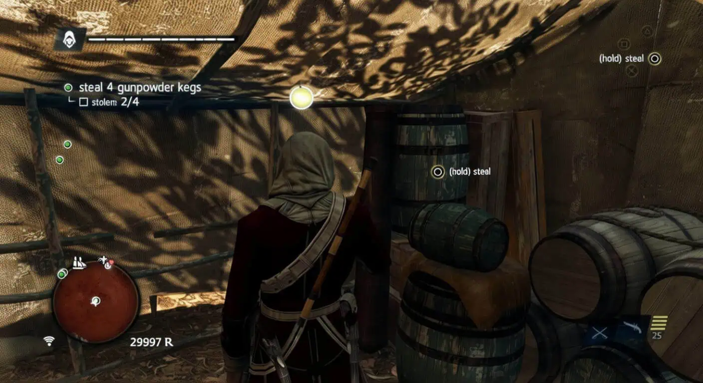 Explosive barrels in cave